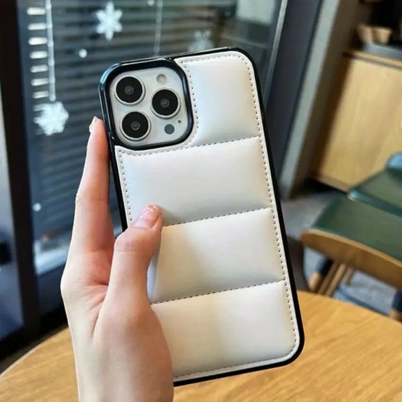 CASELY iPhone 14 PRO MAX Hard Shell Case Puffer Solid PINK WHITE BLACK GREEN NEW - Picture 4 of 12